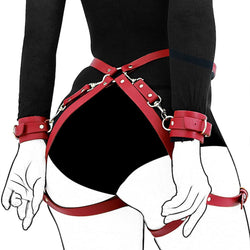 Collection of Menottes Sexuelles en Cuir PU avec Harnais Corporel, Bracelets de Bondage BDSM. in a gallery layout