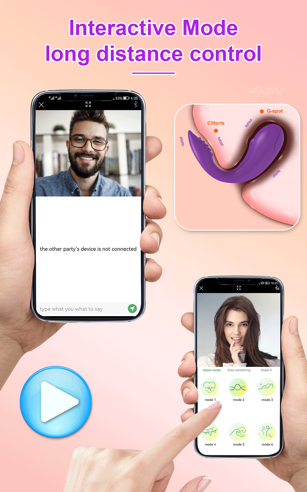 Collection of Vibromasseur de contrôle Bluetooth APP in a gallery layout